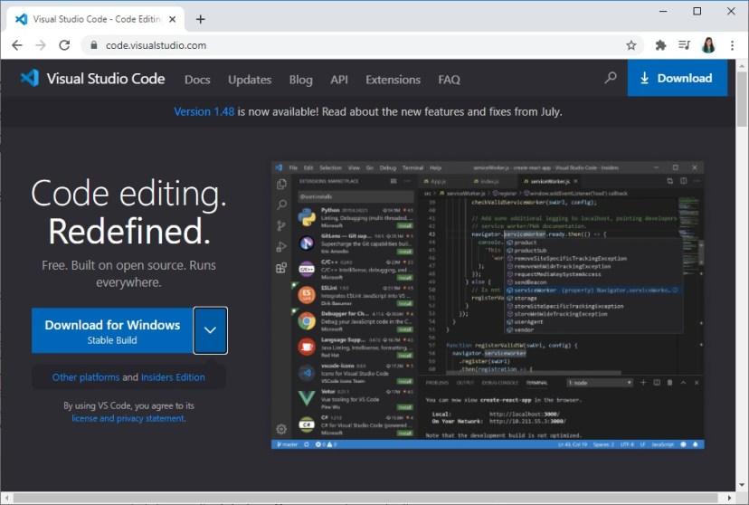 Microsoft Visual Studio Code VS Code Download Page for Windows PC