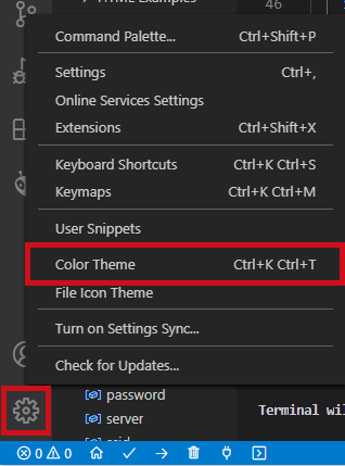 VS Code Visual Studio Change Color Themes Dark Light